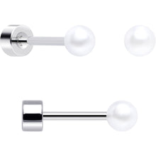 20G Clear Gem White Orb Flatback Earring Set of 6