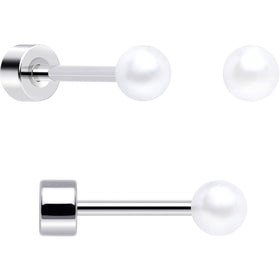 20G Clear Gem White Orb Flatback Earring Set of 6