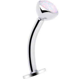 Synthetic Opal Bezel Titanium Threadless Floating Belly Ring