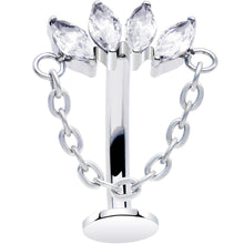 Gem Chain Dangle Titanium Push In Threadless Floating Belly Ring