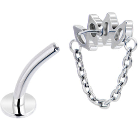 Gem Chain Dangle Titanium Push In Threadless Floating Belly Ring