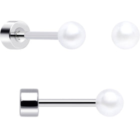20G Clear Gem White Orb Butterfly Flatback Earring Set of 6