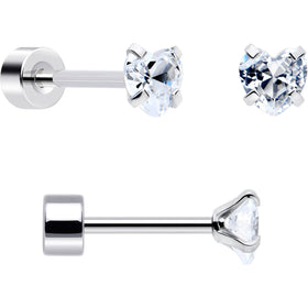 20G Clear Gem White Orb Butterfly Flatback Earring Set of 6