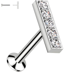 CZ Mirco Gem Bar Flat Back Earring - 18G Threadless Push In