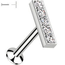 CZ Mirco Gem Bar Flat Back Earring - 18G Threadless Push In