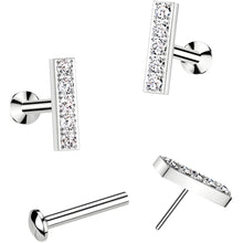 CZ Mirco Gem Bar Flat Back Earring - 18G Threadless Push In