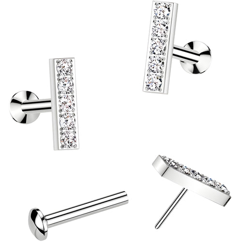 CZ Mirco Gem Bar Flat Back Earring - 18G Threadless Push In