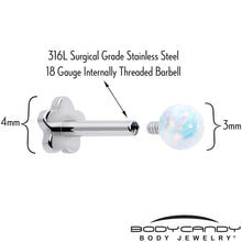 Titanium Reversible Flower Flat Back Stud 18G Synthetic Opal Ball