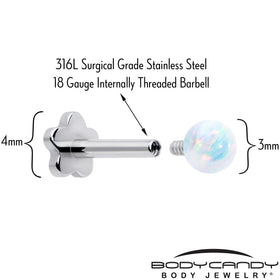 Titanium Reversible Flower Flat Back Stud 18G Synthetic Opal Ball