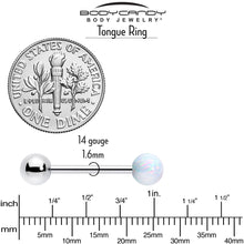 Synthetic Opal Hypoallergenic Titanium Barbell Tongue Ring