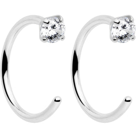 20G 2mm Gem Implant Grade Titanium Open Hoop Earrings