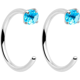 20G 2mm Gem Implant Grade Titanium Open Hoop Earrings