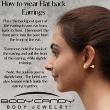 Titanium Flat Back Earring Gem Crescent Moon - 18G Threadless Reversible