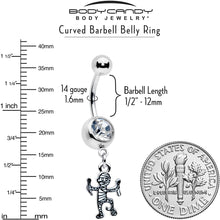 Clear Gem Two Tone Halloween Mummy Dangle Belly Ring