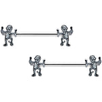 14G 9/16 Two Tone Halloween Mummy Barbell Nipple Ring Set
