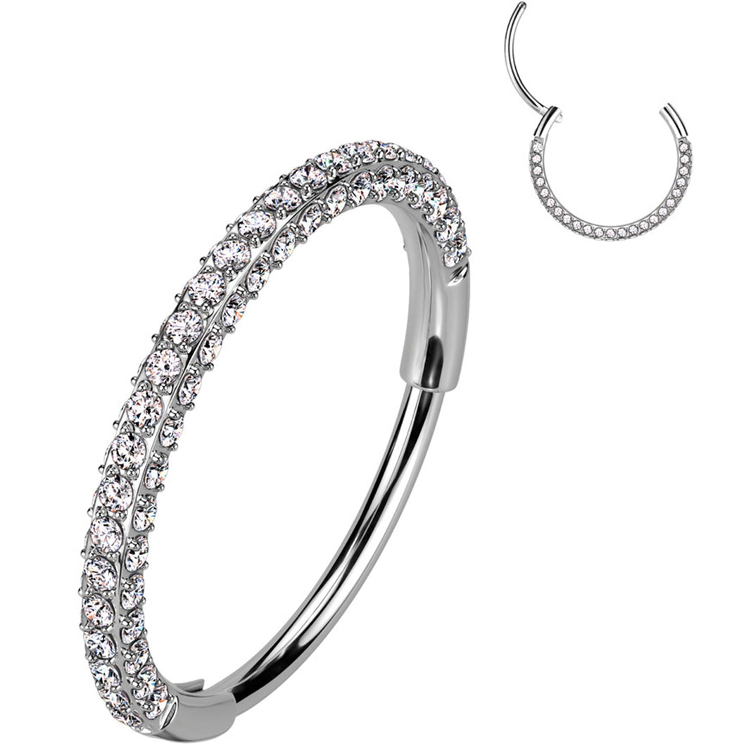 18G Implant Grade Titanium Triple Sided Micro Gem Hinged Nose Hoop