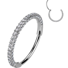 18G Implant Grade Titanium Triple Sided Micro Gem Hinged Nose Hoop