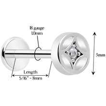 18G 5/16 CZ Gem Star Threadless Push In Labret Monroe Tragus