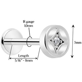 18G 5/16 CZ Gem Star Threadless Push In Labret Monroe Tragus