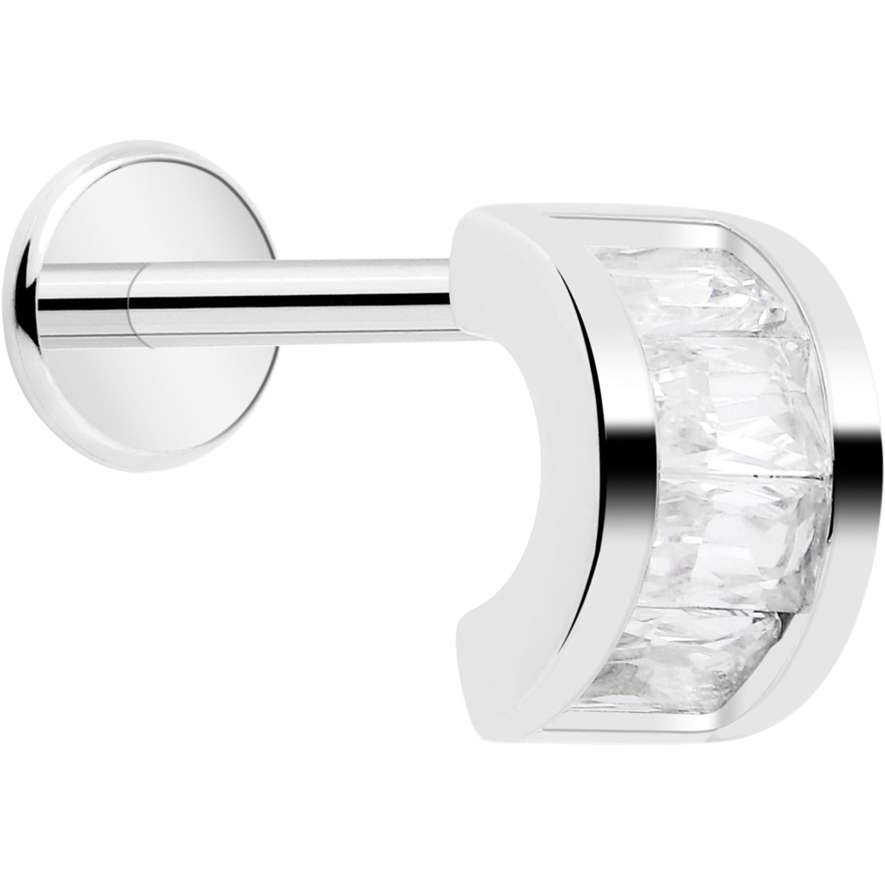 18G 5/16 CZ Gem Horseshoe Threadless Push In Labret Monroe Tragus