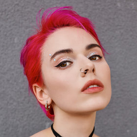 16G 5/16 White Synthetic Opal Implant Grade Titanium Curved Eyebrow Ring