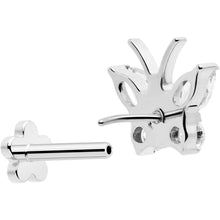 16G 5/16 Titanium Reversible Flower Threadless Gem Butterfly Labret Tragus