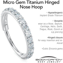 Micro Gem Titanium Hinged Nose Hoop
