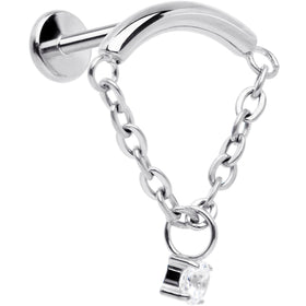 18G 5/16 CZ Gem Titanium Threadless Dangle Hidden Helix Earring