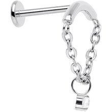 18G 5/16 CZ Gem Titanium Threadless Dangle Hidden Helix Earring