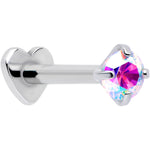 16G 5/16 Aurora CZ Implant Grade Titanium Threadless Reversible Heart Flatback Stud