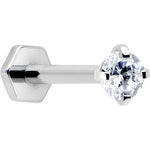 16G 5/16 Clear Gem Implant Grade Titanium Threadless Reversible Hex Flatback Stud