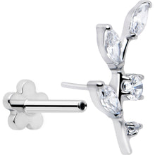 18G 1/4 Clear Gem Implant Grade Titanium Leaves Threadless Flatback Stud