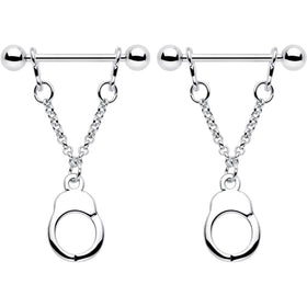 14G 3/4 Handcuff Chain Dangle Nipple Ring Set