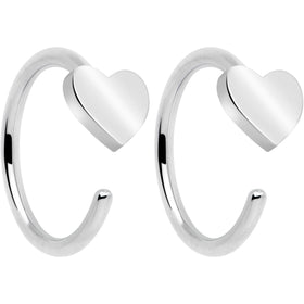 20G Implant Grade Titanium Heart Open Hoop Earrings
