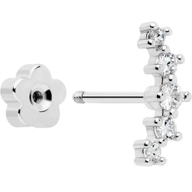 20G CZ Gem Ball Arch Butterfly Reversible Flower Flat Back Earring Set of 6