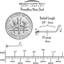 20G 3mm CZ Bezel Set Push-In Threadless Nose Screw Nose Ring