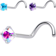 20G 3mm CZ Prong Set Push-In Threadless Nose Screw Nose Ring