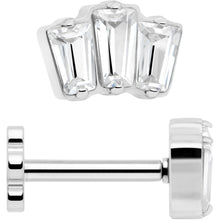 18G 1/4 Clear Gem Implant Grade Titanium Threadless Flower Reversible Flat Back Earring