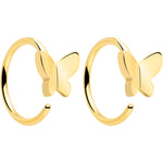 20G Gold Tone Implant Grade Titanium Butterfly Open Hoop Earring Set