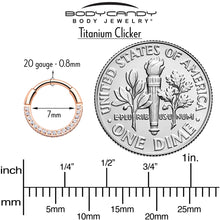 20G Rose Gold PVD Implant Grade Titanium Triple Sided Micro Gem Hinged Nose Hoop