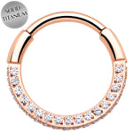 20G Rose Gold PVD Implant Grade Titanium Triple Sided Micro Gem Hinged Nose Hoop