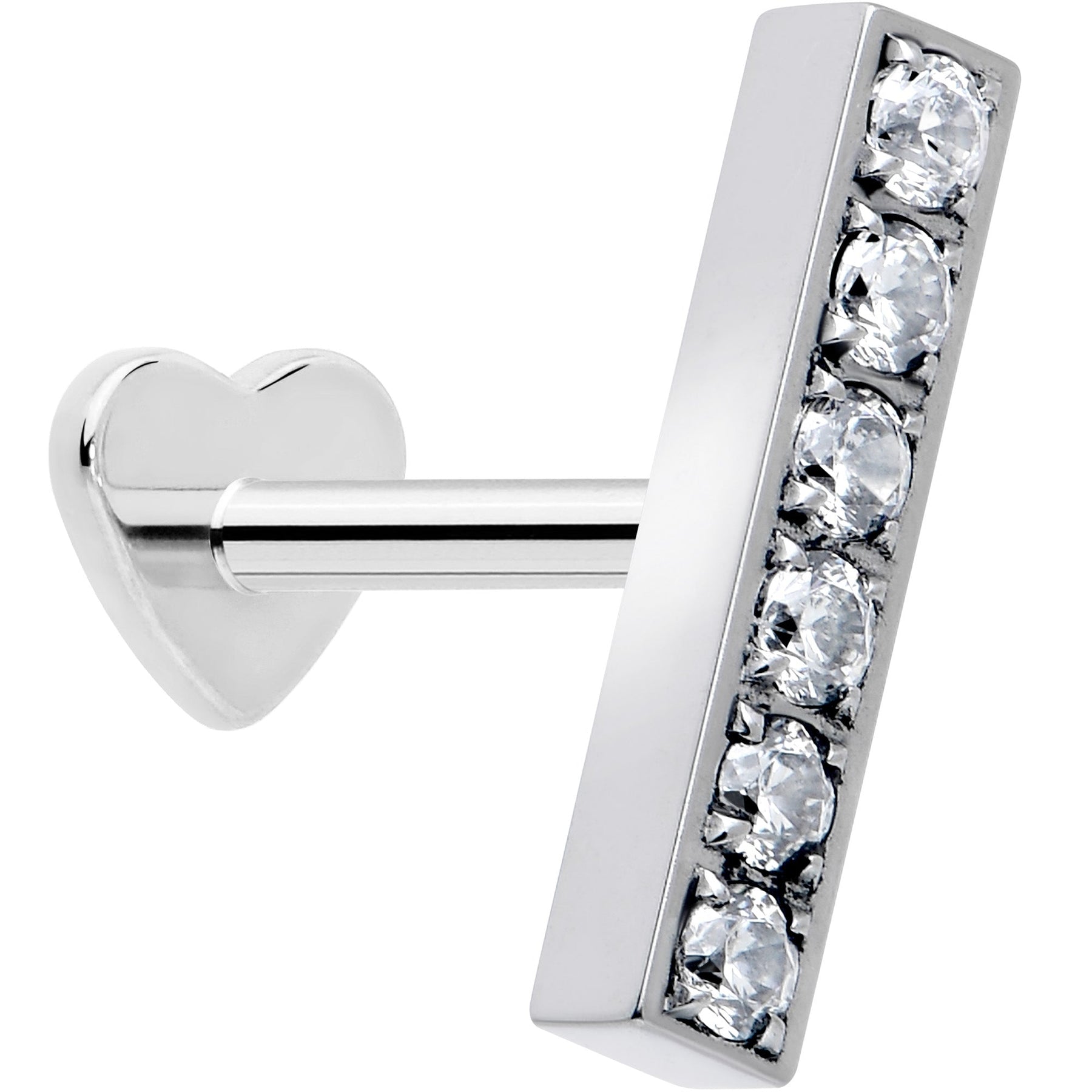 18G 1/4 Clear Gem Implant Grade Titanium Threadless Bar Reversible Flatback Stud