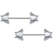 14G 9/16 Style Butterfly Threadless Nipple Ring Set