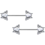 14G 9/16 Style Butterfly Threadless Nipple Ring Set