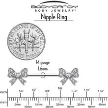 14G 9/16 CZ Dazzling Bow Threadless Nipple Ring Set