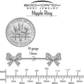 14G 9/16 CZ Dazzling Bow Threadless Nipple Ring Set