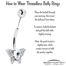 Cubic Zirconia Style Butterfly Belly Ring