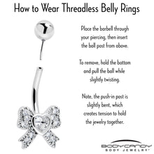 Cubic Zirconia Heart Bow Belly Ring