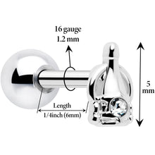 16G 1/4 Clear Gem Champagne Dreams Cartilage Tragus Earring