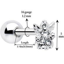 16G 1/4 Clear CZ Gem Fabulous Angel Cartilage Tragus Earring